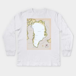 Illustrated Map of Greenland Kids Long Sleeve T-Shirt